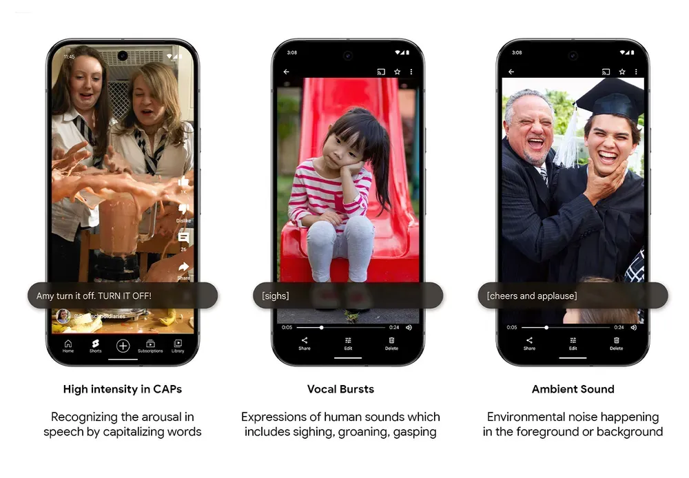 Expressive Captions uses three features to express the emotional moment